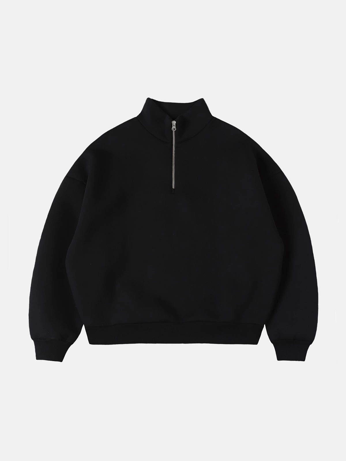 630 GSM Quarter-Zip Sweater Black - Front